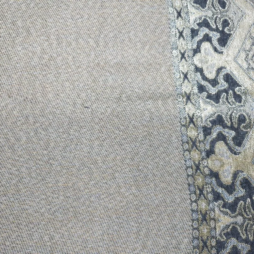 White & Gold Metallic Paisley Pashmina Shawl Scarf Fringe 26.5x68